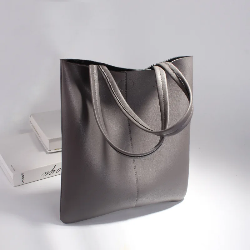 

Women Large Soft Cow Genuine Leather Shoulder Bag Female Tote Bag Luxury Designer Casual Handbag sac epaule femme cuir veritable