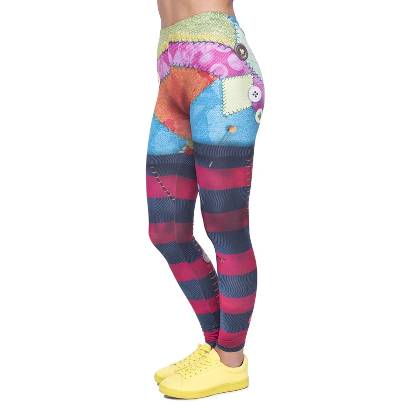 

Fashion Patch Women Legging Rag Doll Printing Leggings Cozy Slim High Waist Woman Pants