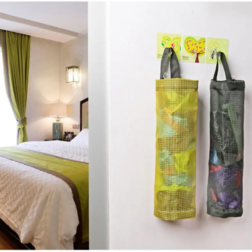 

Wall Mount Storage Dispenser Plastic Kitchen Organizer Home Grocery Bag Holder Behind Door Garbage Bag Storage Bag 2018 hot sale