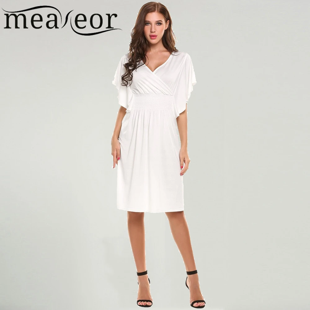 Vestido De Mujer Con Cuello En V Sólido Adelgazante Manga La Vestido De Mujer Con Cuello En V Sólido Adelgazante Manga La