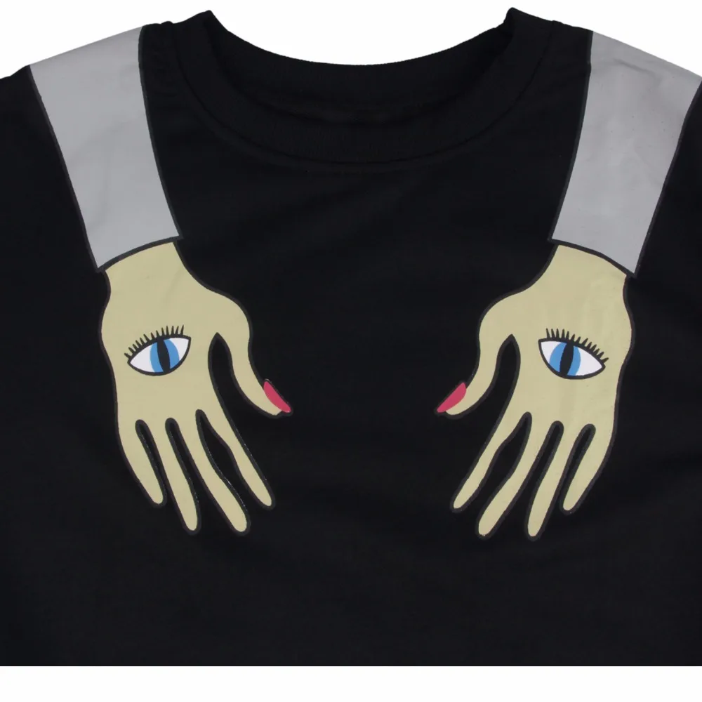PGSD Simple Fashion Women Clothes Eyes Arms Personality Printing O-necked long sleeved loose Black Sweatshirt Pullovers female PGSD Simple Fashion Women Clothes Eyes Arms Personality Printing O-necked long sleeved loose Black Sweatshirt Pullovers female