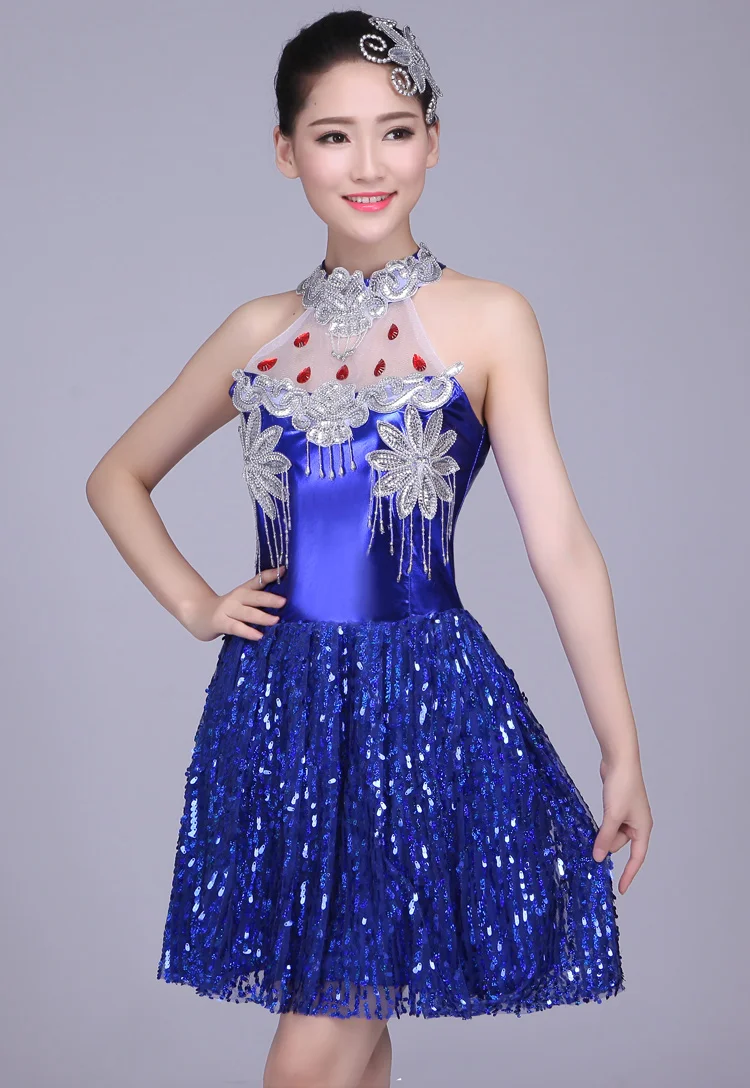 Модный современный танец квадратный танец латинский танец r блестящая юбка для сцены костюм костюмы для выступлений