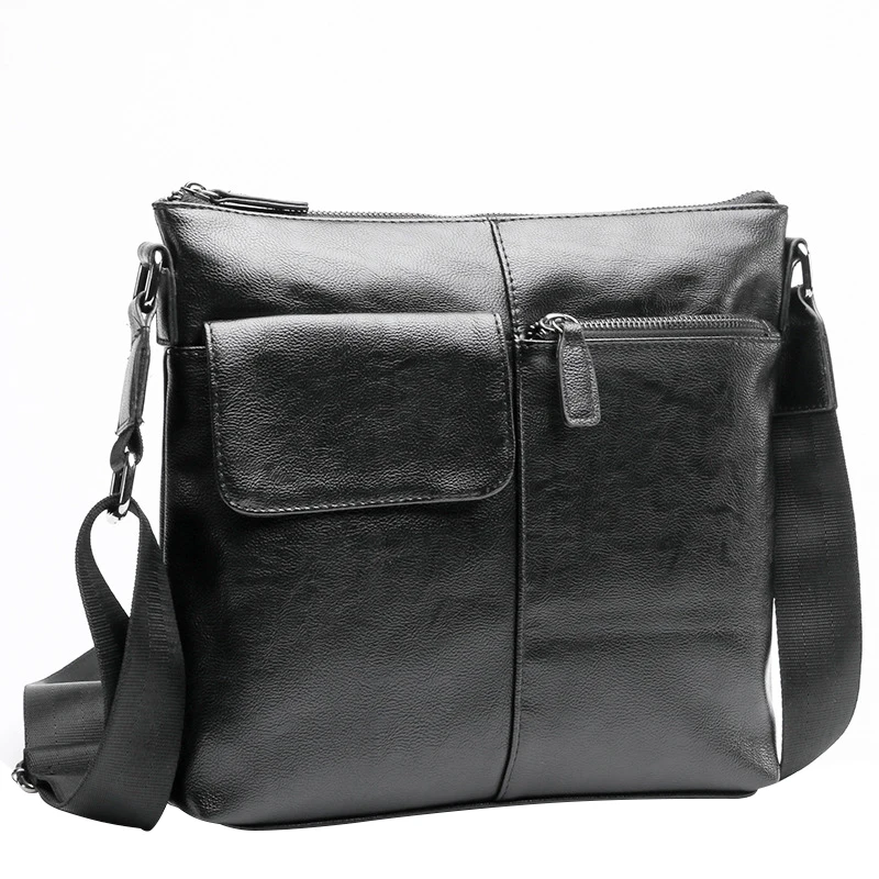 

Men's Black Envelope Business Shoulder Bag PU Leather Casual Messenger Bags Large Capacity Solid Bags For Men