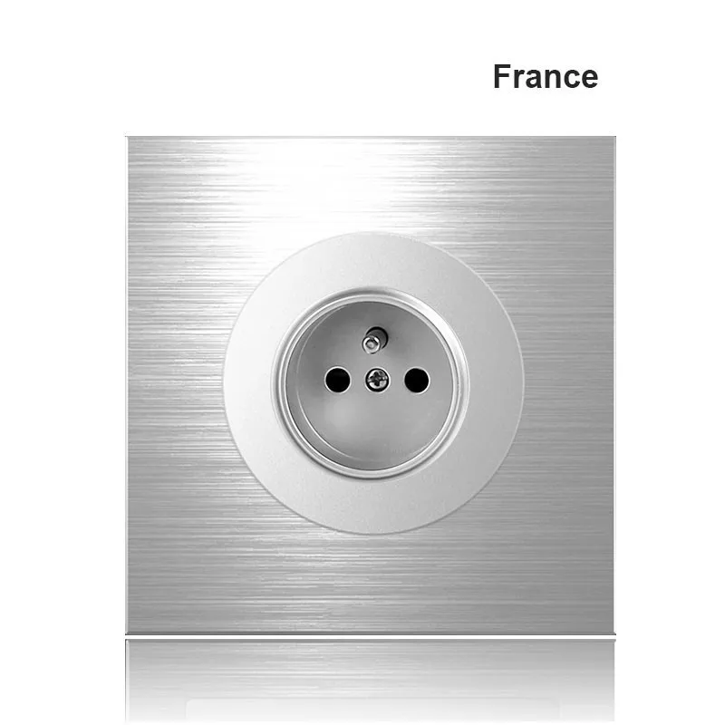 86 Тип Европа Великобритания Германия Франция серый алюминиевый сплав розетка 1 2 3 4 банды 1 2way пресс-переключатель промышленности бытовой - Цвет: France