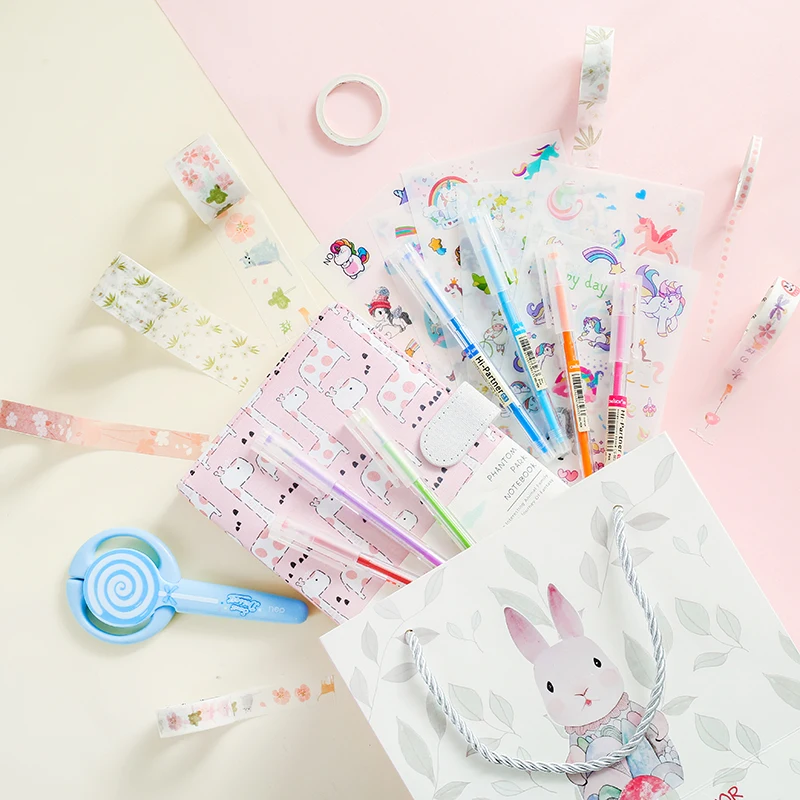 

Student Notebook Gift Box Set Stationary Set Bullet Journal+pens+stickers+tapes
