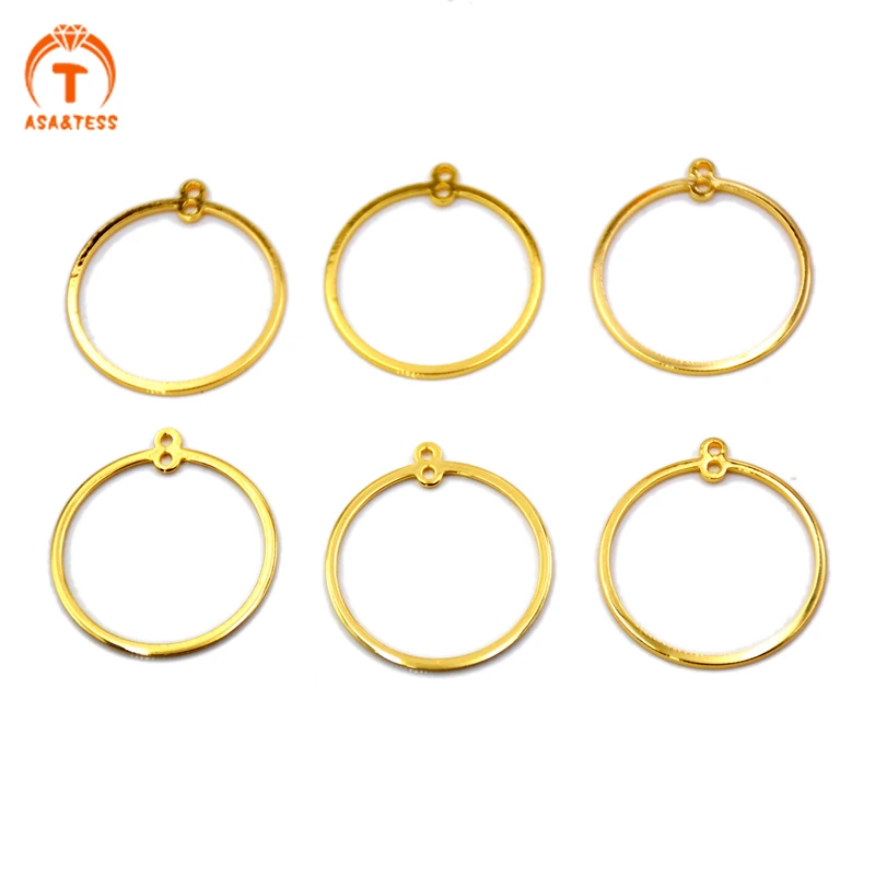

10 Pcs gold plated Round Circle Charms for Jewelry Making Raw Brass Hollow 25mm Geometric Pendant Finding Wholesale supplier