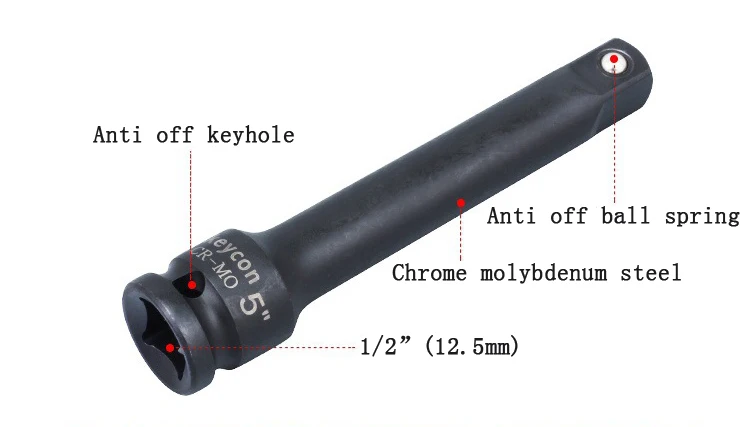 1/" 12,5 мм 125 и 250 мм CR-MO пневматический привод удлинитель головки стержня высокого качества черный удлинитель ручной инструмент инструменты для ремонта авто