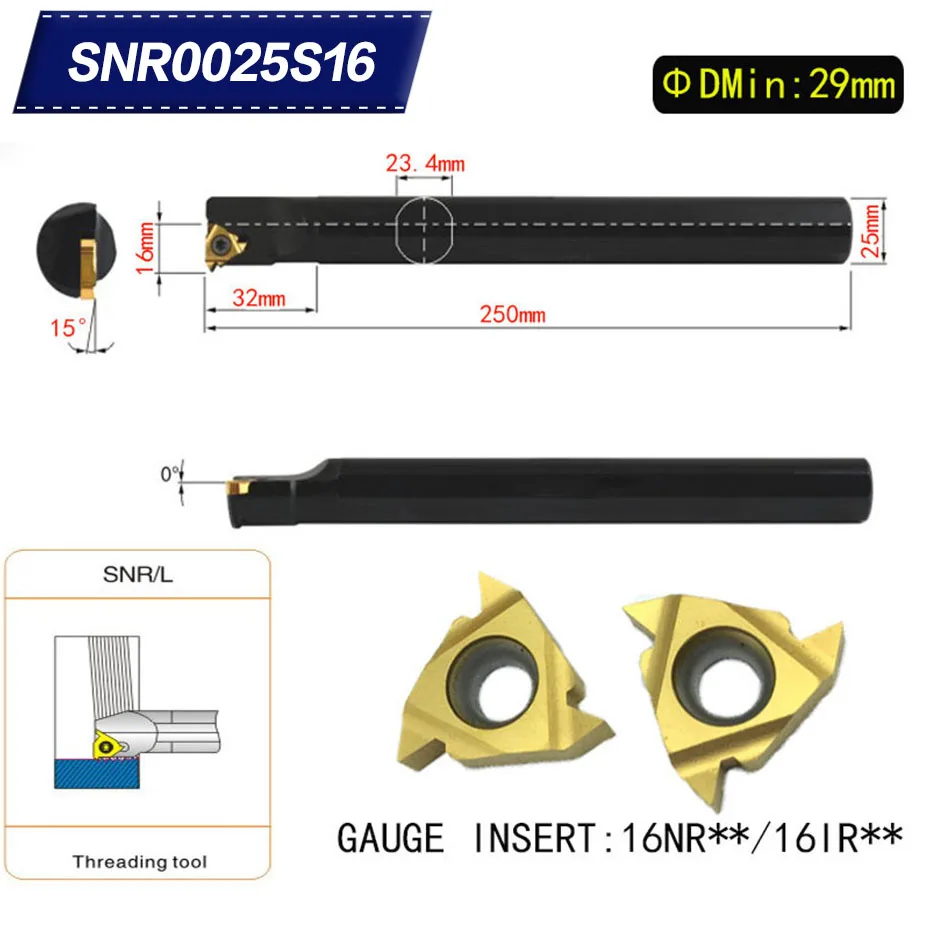 SNR0025S16 Internal Threading Tools Lathe Index Threading Turning Tool