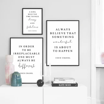 

Coco Quotes Fashion Poster Print Minimalist Art Canvas Painting Vogue Inspirational Saying Picture Girls Room Wall Art Decor