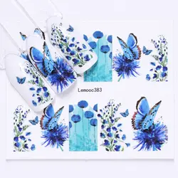 LEMOOC Водные Наклейки переводные наклейки на ногти Цветы бабочки смешанные узорами, дизайн ногтей декоративные наклейки DIY дизайн