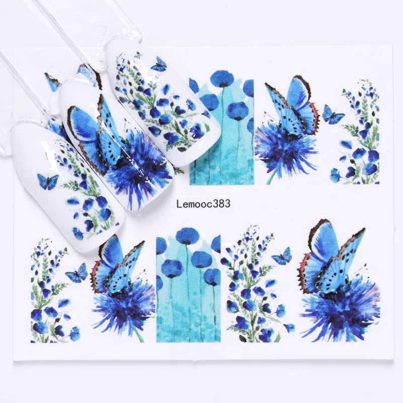 

LEMOOC Water Decals Nail Transfer Stickers Flowers Butterfly Mixed Patterns Nail Art Decoration Stickers DIY Design