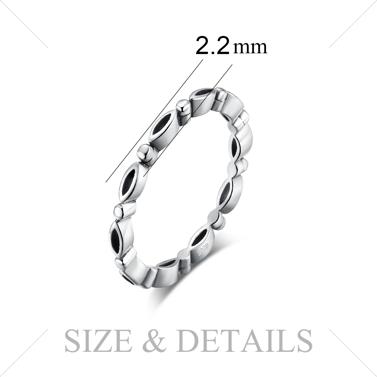 JewelryPalace Vintage Black Enamel Circle Stackable Ring 925 Sterling Silver Rings For Women New Best Jewelry Gift For Girls