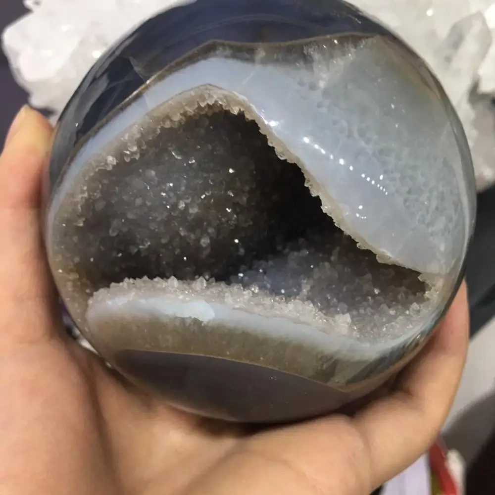 Magic Crystal Ball Open Smiling Geode Polished Natural Agate Geode ...