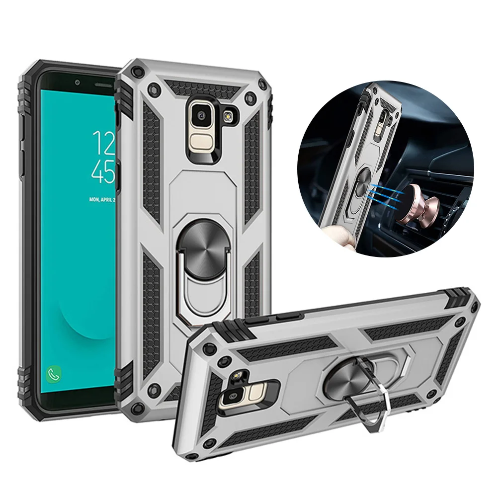 

For Samsung Galaxy A6 A8 Plus 2018 case Holder Stand Armor Hybrid Magnetic Bracket Finger Ring Cover For J6 J8 A7 2018 A750 A9