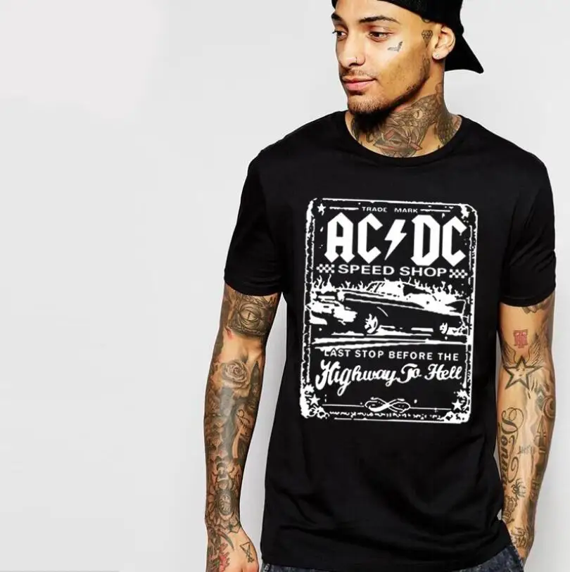 

Hillbilly Hip Hop ACDC Printed Soft Cotton Men Tshirts Summer Short Sleeved Oversize Round Neck Tops Harajuku Basic T shirt Men
