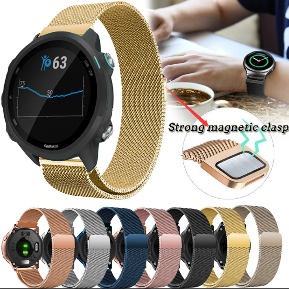 

20mm Milanese Loop Magnetic Wrist Strap For Garmin Forerunner 245 245M Music 645 Watchband Band Stainless Steel Mesh Bracelet