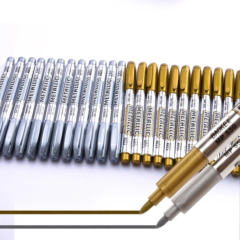 

Gold/Silver Marker Pen Party Event Sign Signature Wedding Card Invitations Card Album Sharpie Crafts Pen For Glass Plastic Paper