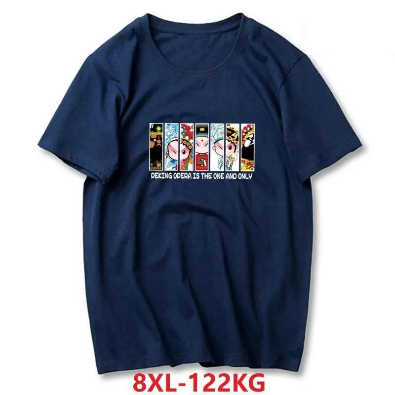 

Summer Men's T-shirt Funny Large Size Large Size 6XL 7XL T-shirt 8XL Solid Color Trendy Printed Cotton O-neck Loose Navy Blue
