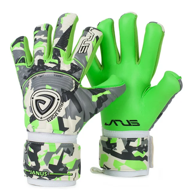 Профессиональные футбольные перчатки вратаря унисекс с защитой от пальцев Рукавицы поддержка запястья 4 мм уплотненные латексные футбольные перчатки - Color: Green