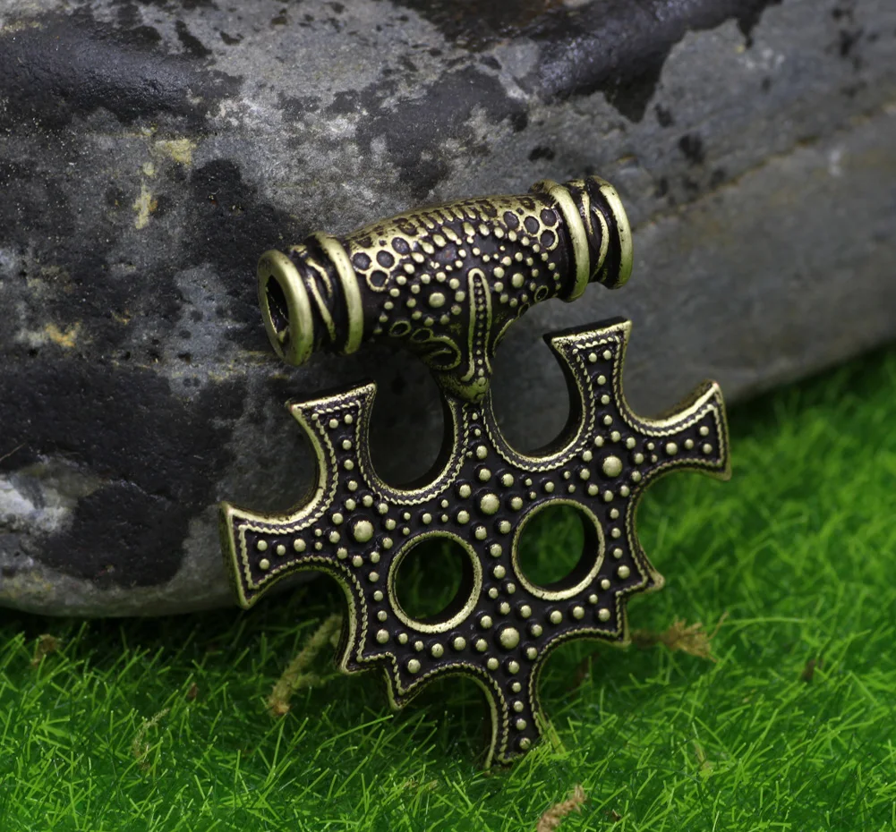 Кожаное колье с кулоном в стиле викингов Thors Hammer viking cross Mjolnir Hiddensee скандинавский
