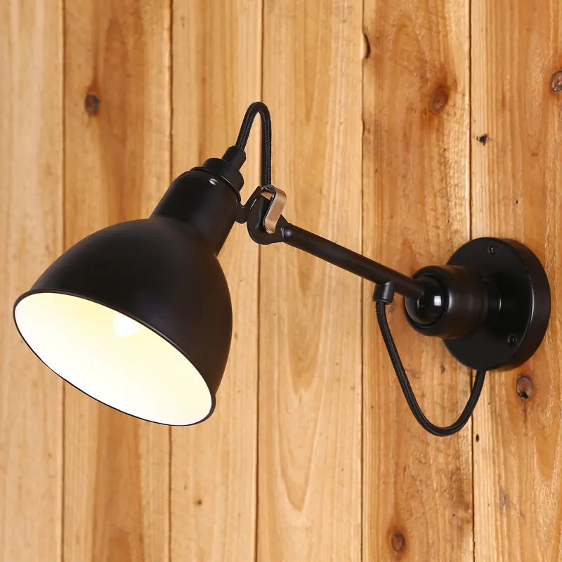 Retro loft wall lamp vintage adjust arm iron lighting fixture bedroom bedside living room study cafe dining room lamp bra sconce