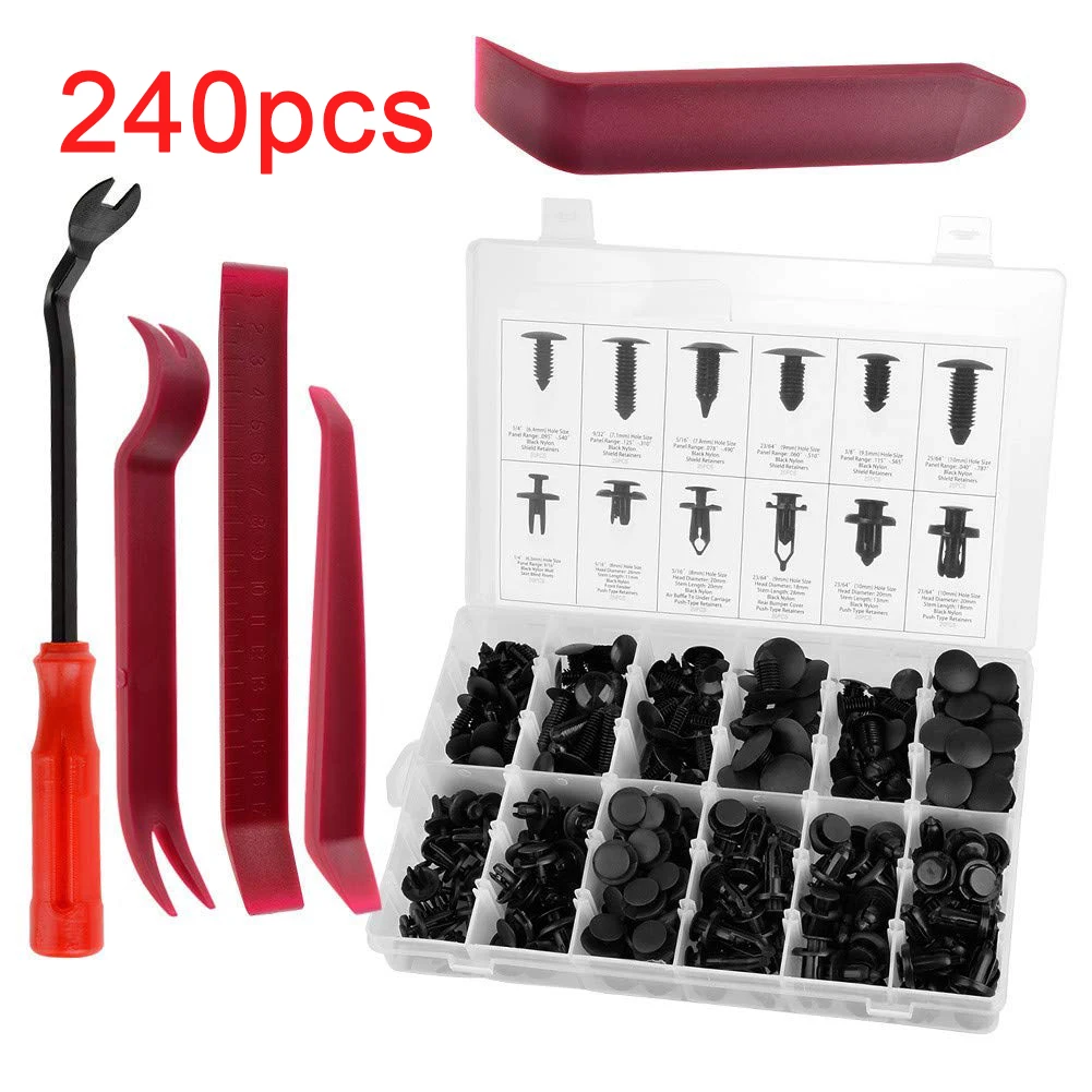 

240Pcs Auto Fastener Clips Push Pin Plastic Rivet Trim Clip Panel Car Body Moulding Retainer Assortment Interior Accessories