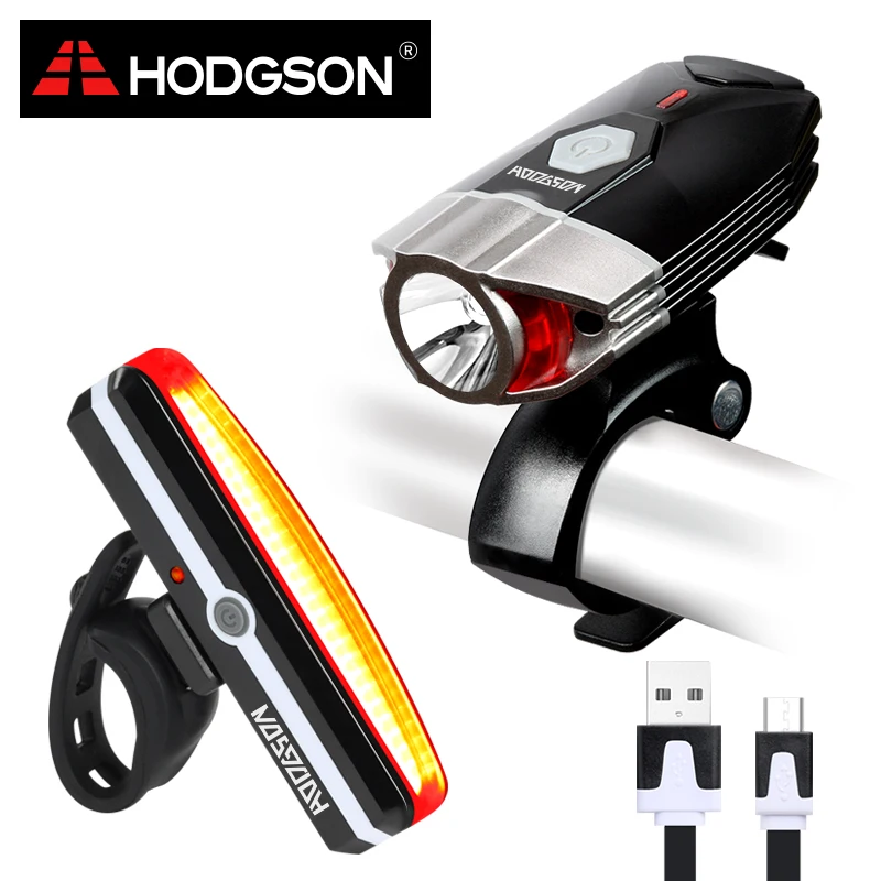 USB Rechargeable LED Bicycle Bike Cycling Front Rear Tail Safety Light Lamp Set