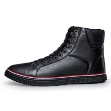 Full Grain Leather Man Winter Boots Plus Size 45 46 Men Casual Fur Flat Shoes Outdoor Ankle Boots