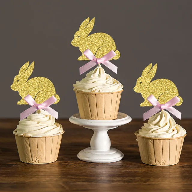 パーソナライズされたリボン シルバー ブラック キラキラ ウサギ カップケーキのトップ 誕生日パーティーの装飾 ケーキの装飾 お気に入りのアイテム Decorative Picks Bow Bowdecorative Decorative Aliexpress
