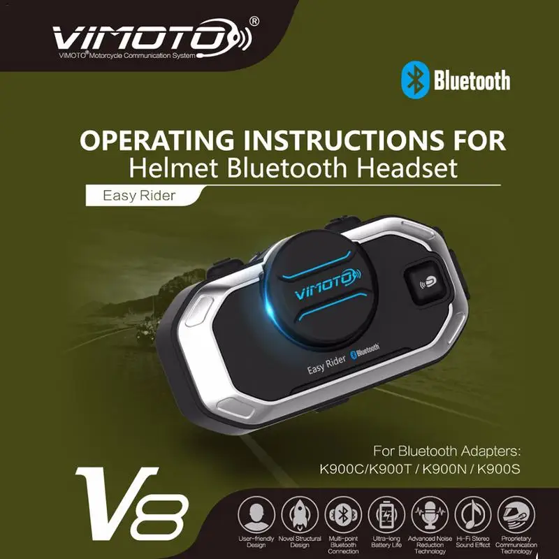 

Motorcycle Helmet Bluetooth Headset V8 Helmet Communication Systems Multi-functional Headphones For Mobile Phone and GPS Radios