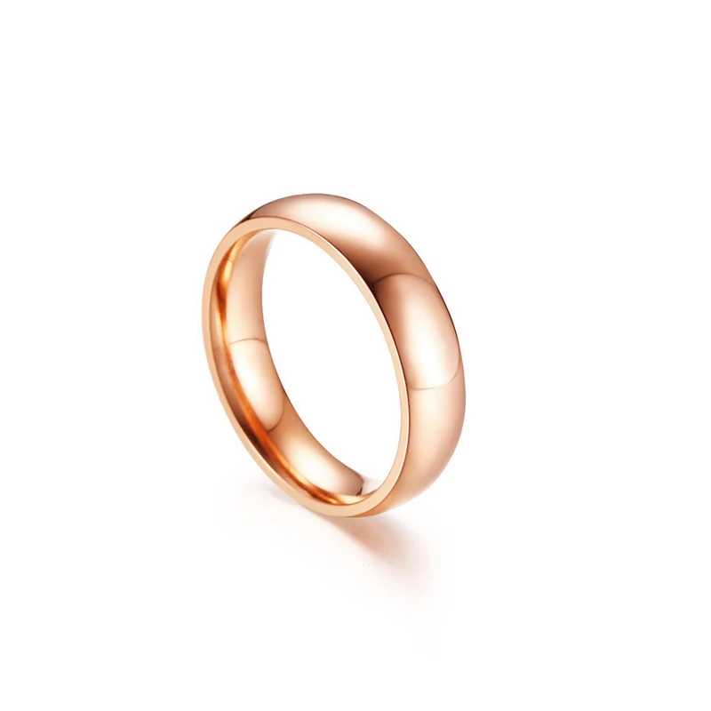 Simple 5MM Titanium Steel Ring for Women Men Rose Gold/Silver Color Wedding Band Lover Rings Fashion Couple Jewelry anillos