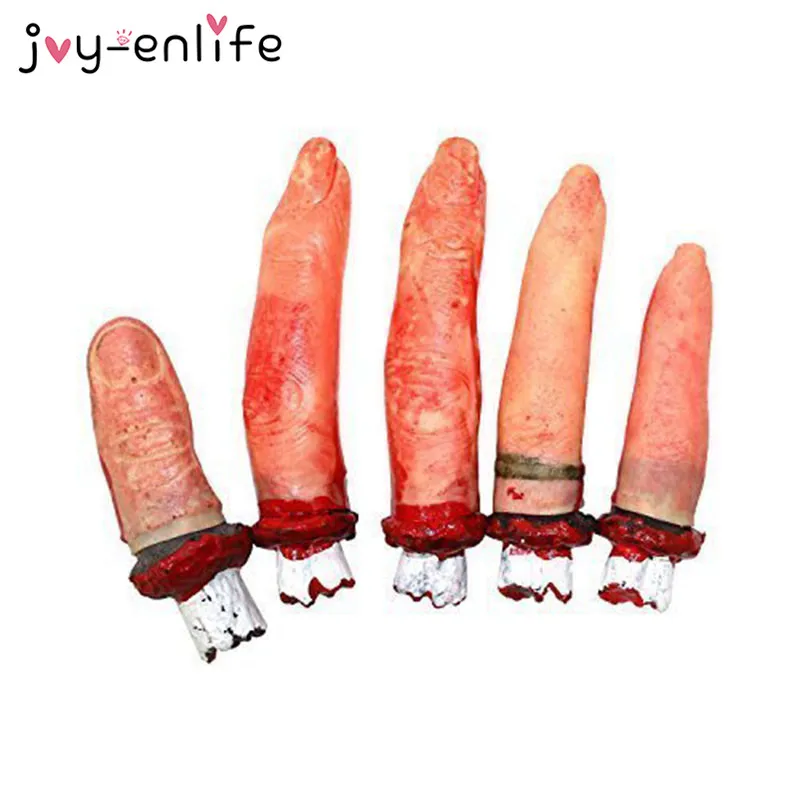 

JOY-ENLIFE 5pcs Halloween Horror Props Terrible Severed Fingers Bloody Rubber Plucker Finger Halloween Party Decoration Supplies