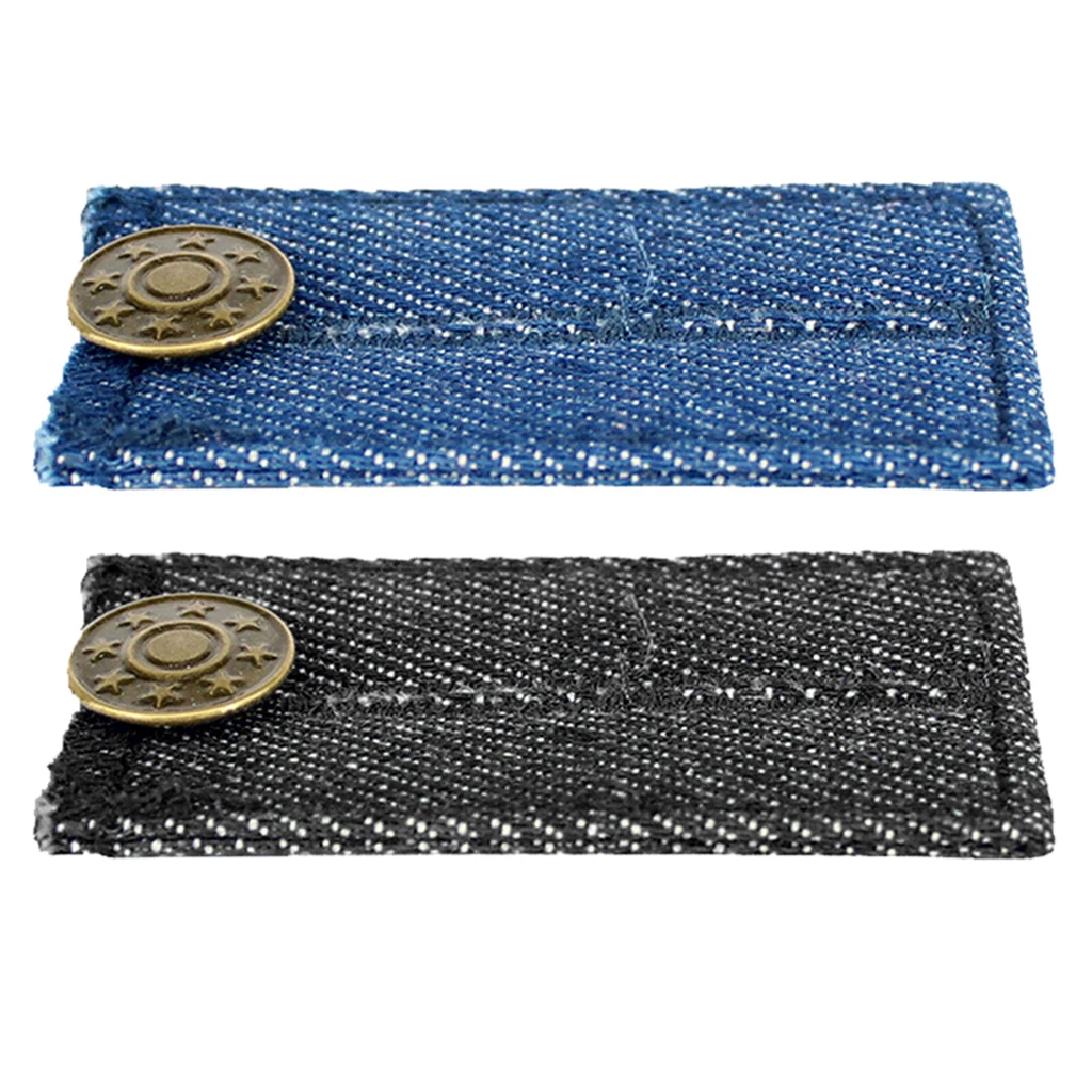 2x Denim Jeans Pants Skirt Waist Extender Button Waist Expander Blue Black