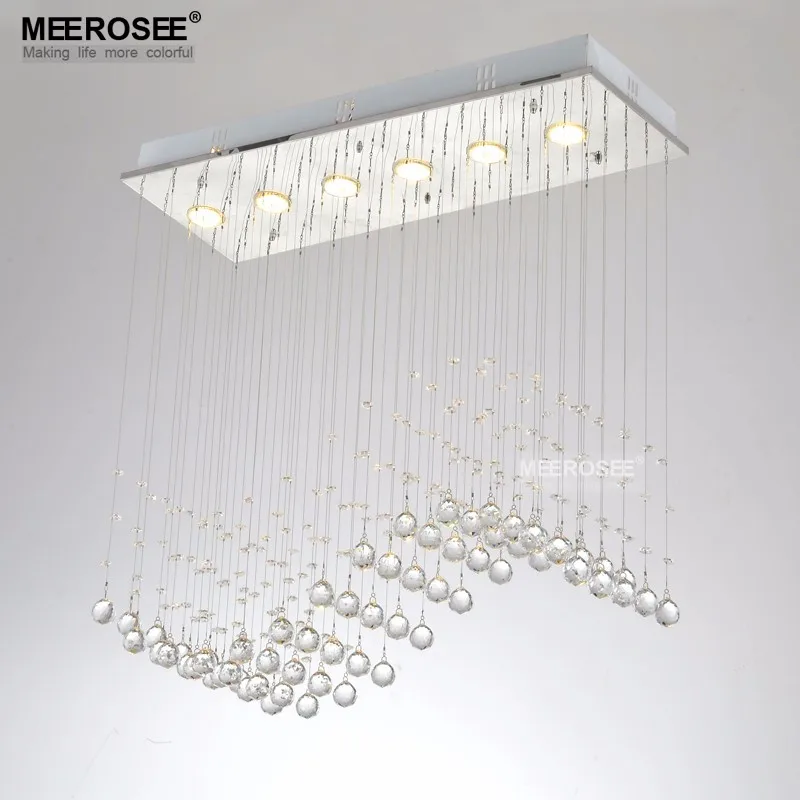 

Rectangle Crystal Ceiling Light Fixture Gu10 Bulbs Crystal Curtain Wave Ceiling Lights For Dining Room Deco Prompt Lampara Techo