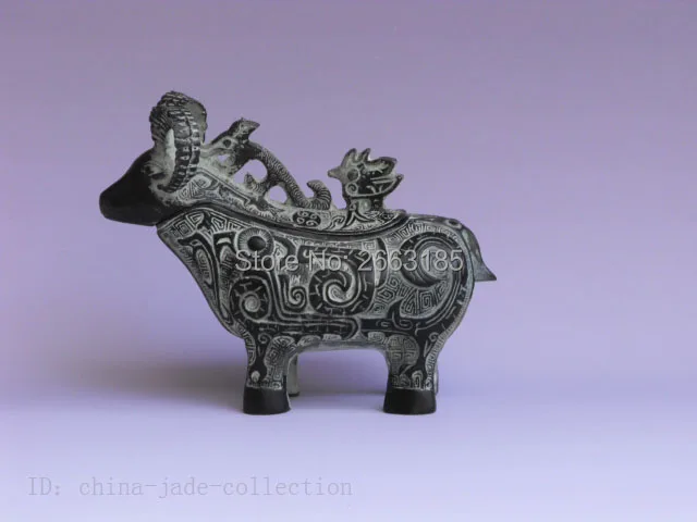 

Chinese Antique Bronze Imitation Lucky Sheep Zun Statue Mascot Sculpture Home Decoration Carven Phoenix Moving Head