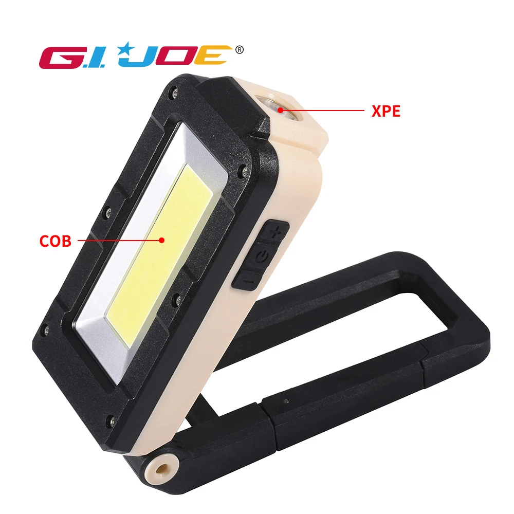 

GIJOE cob foldable work light 2 size XPE portable light built-in battery usb rechargeable cilp magnetic plastic case 2000LM