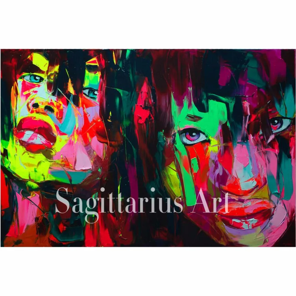 

Hand Painted Palette knife portrait Cool Face Art Untitled 32 Francoise Nielly Designer Oil painting canvas Wall Decor BedRoom