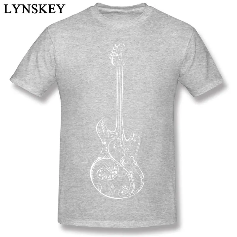 Newest Male T-Shirt Round Neck Summer Autumn Short Sleeve 100% Cotton Tops Shirt Love Music Guitar Street Tee-Shirts gray