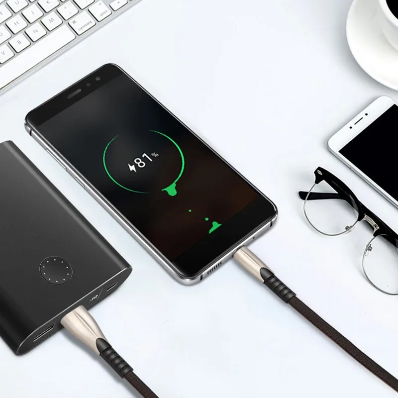 Usb зарядный кабель из цинкового сплава для iPhone X, XR, 8, 7, 6, usb type-c, кабель для передачи данных, быстрая зарядка для samsung, Oneplus, xiaomi