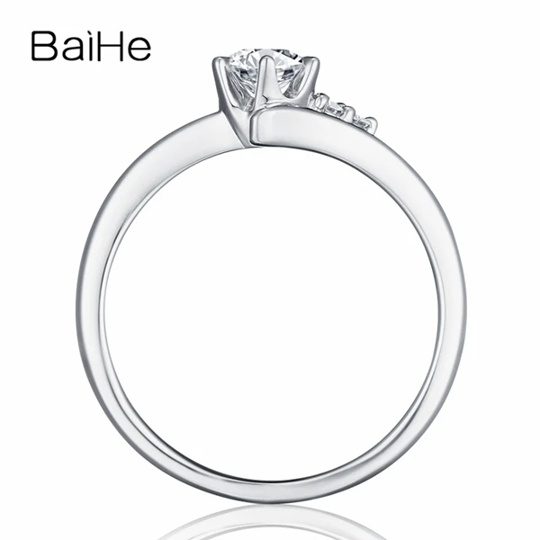 BAIHE Solid 10 K белое золото около 0.25ct Сертифицированный круглый разрезанный муассанит обручальное женское модное модный подарок для ювелирных