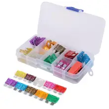 50 шт. Стандартный предохранители для авто 3A 5A 7.5A 10A 15A 20A 25A 30A 35A 40A с ящик для хранения+ зажим