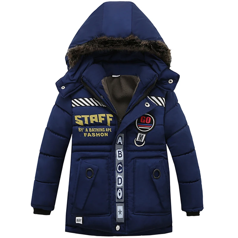 

2-5 year child Winter personality Fashion Jacket Warm Newborn Baby Kids Boys Hooded Coat Silk cotton Jacket
