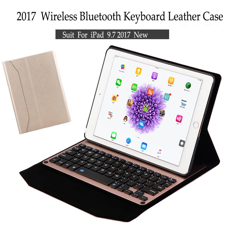 

Bluetooth Keyboard For iPad 9.7 inch 2017 Wireless Keyboard Case For New iPad 9.7'' 2017 Tablet Aluminum Flip Stand Cover +Pen