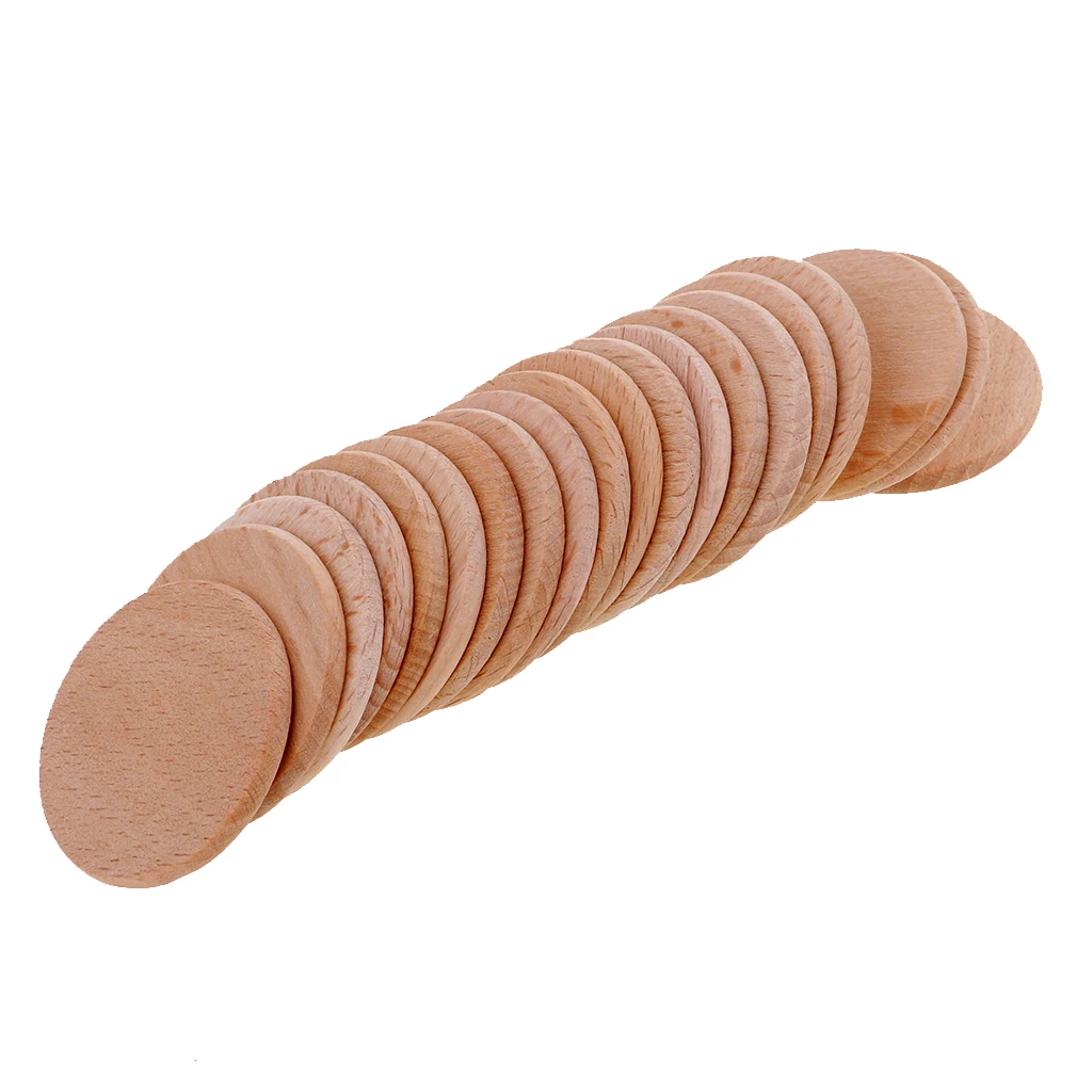 20 Pieces 36mm Unfinished Wooden Round Circle Discs Embellishments for Art Craft Great For Creating Jewelry Birthday Boards