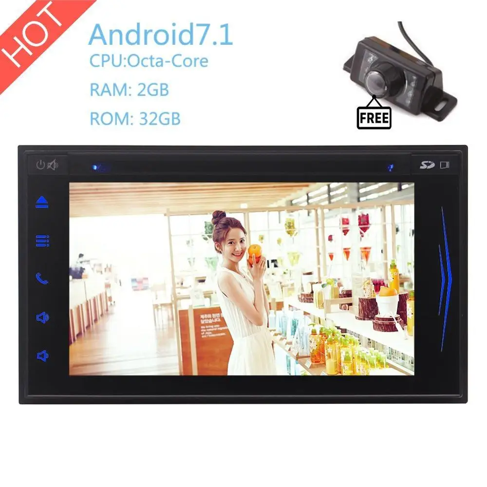 Android 7 1 двойной автомобильный dvd плейер din ''в тире gps навигация автомобильная