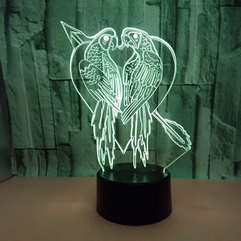 

Parrot Colorful 3d Desk Lamp Bird Remote Touch switch Table Lamps For Living Room 7 color change baby room 3D Nightlight