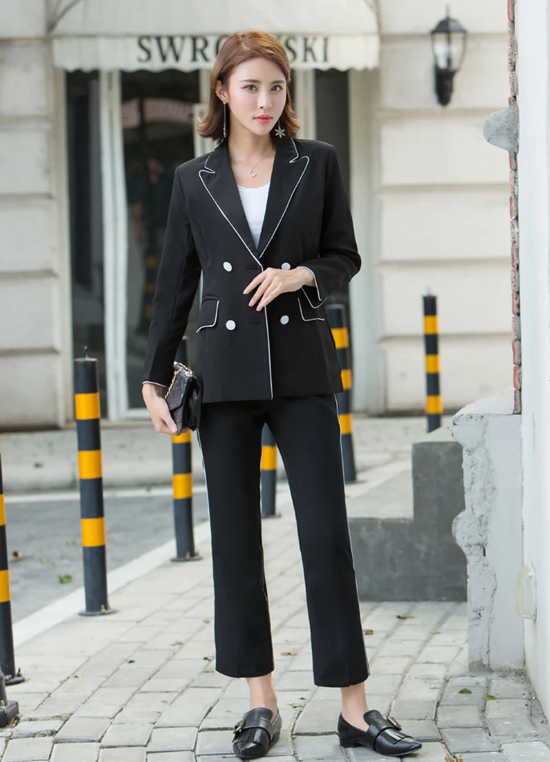 Женские офисные брюки черный пиджак с высокой талией|fashion pant suits|pant suitssuit office |