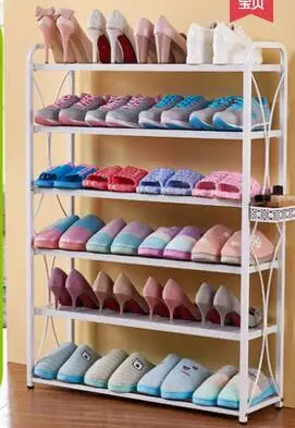 Shoe rack steel and wood multi-layer storage shoe cabinet.. Household iron dust umbrella stand..
