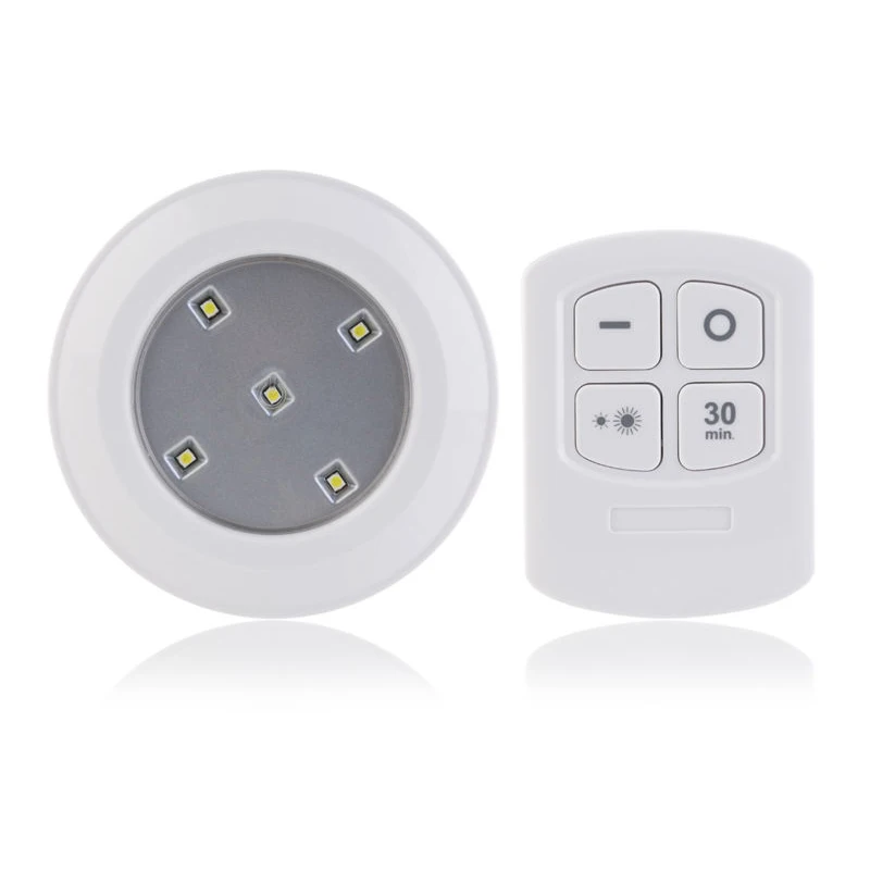 White Wireless 5 LEDs Remote Control Wall Lamp Puck Light Room Cabinets