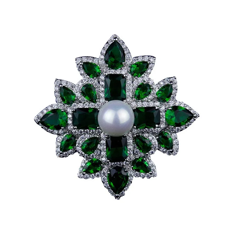 

Red Trees High Quality Green Stone Brooch Metal Fashion Lapel Suit Brooches Pins Jewelry Wholesale Drop Shipping